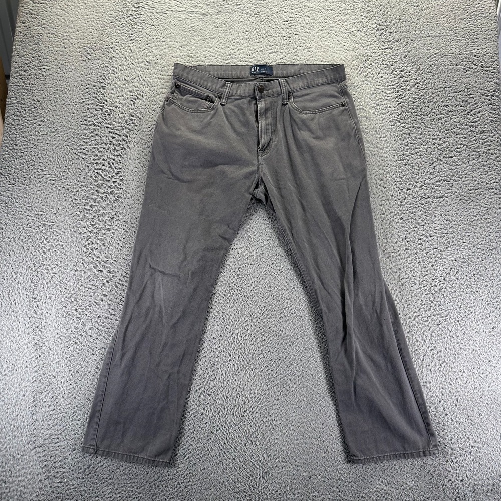 Gap Jeans Mens 34x30 Gray Denim Light Wash Straight Casual 5-Pockets Outdoor